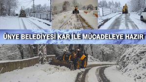 ÜNYE BELEDİYESİ KAR İLE MÜCADELEYE HAZIR