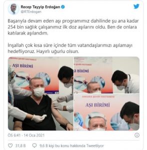 CUMHURBAŞKANI ERDOĞAN AŞI OLDU