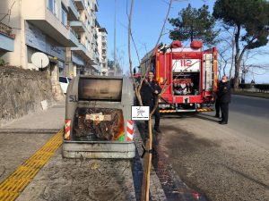 ORDU’DA ÇÖP   KONTEYNERİ PATLAYARAK ALEV ALDI