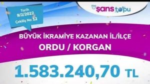 ŞANS TOPU BÜYÜK İKRAMİYE KORGAN’IN