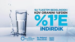 ORDU BÜYÜKŞEHİR BELEDİYESİ İÇME SUYU’NDA YÜZDE 7 İNDİRİM YAPTI