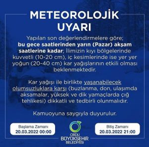 METEOROLOJI’DEN UYARI