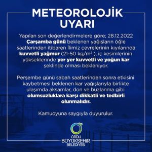 MEREOROLOJİDEN ŞİDDETLİ YAĞIŞ UYARISI