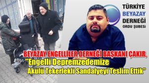 BEYAZAYDAN DEPREMZEDEYE AKÜLÜ TEKERLEKLİ SANDALYE